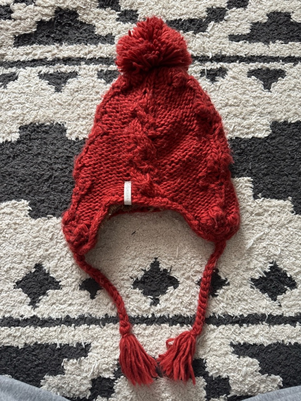 Turtle Fur Burnt Orange Knit Pom-Pom Earflap Hat